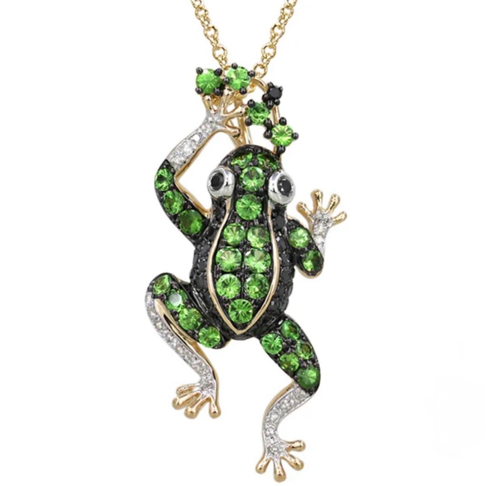 Effy Safari 14K Yellow Gold Tsavorite Frog Pendant, 1.13 TCW